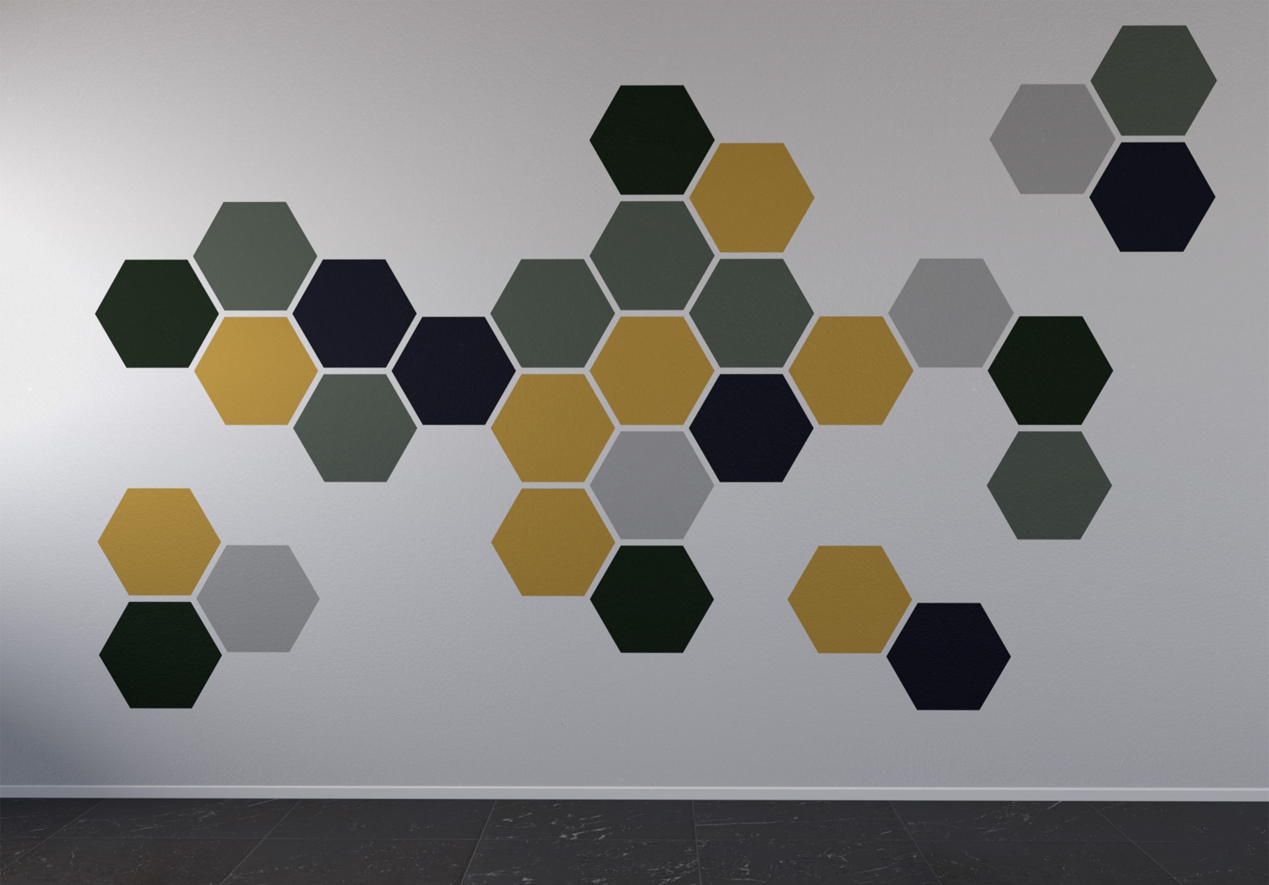 Parete con design esagonale decorativo in cartongesso